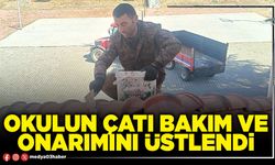 Okulun çatı bakım ve onarımını üstlendi