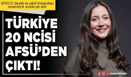 Türkiye 20 ncisi AFSÜ’den çıktı!
