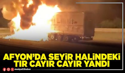 Afyon’da seyir halindeki tır cayır cayır yandı