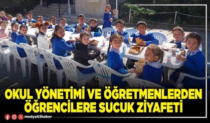 Okul yönetimi ve öğretmenlerden öğrencilere sucuk ziyafeti