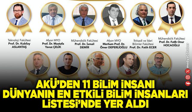 AKÜ’den 11 bilim insanı dünyanın en etkili bilim insanları listesi’nde yer aldı