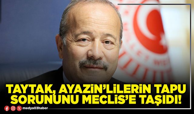 Taytak, Ayazin’lilerin tapu sorununu Meclis’e taşıdı!