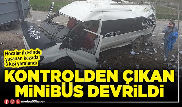 Kontrolden çıkan minibüs devrildi