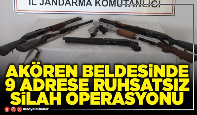 Akören Beldesinde 9 adrese ruhsatsız silah operasyonu