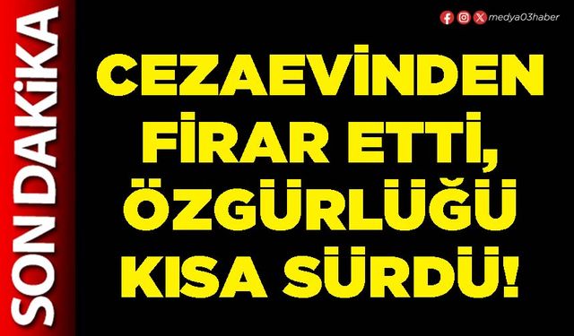 Cezaevinden firar etti, özgürlüğü kısa sürdü!