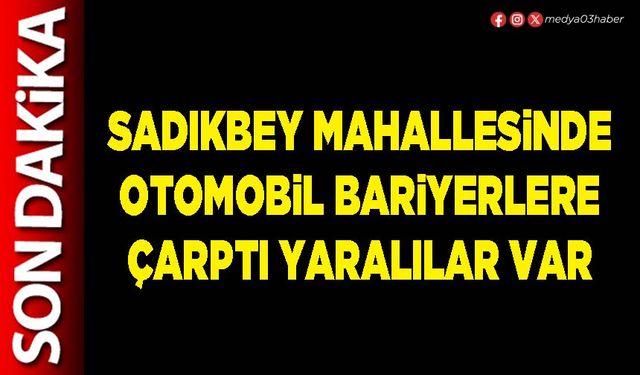 Sadıkbey Mahallesinde otomobil bariyerlere çarptı yaralılar var