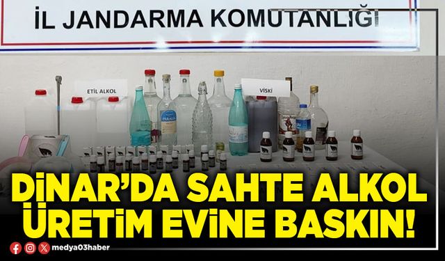 Dinar’da sahte alkol üretim evine baskın!