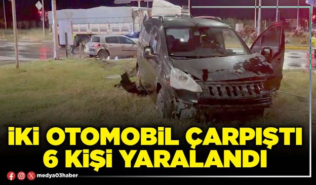 İki otomobil çarpıştı 6 kişi yaralandı