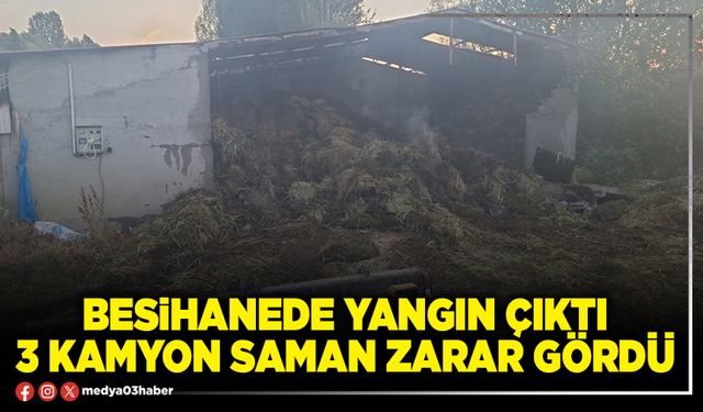 Besihanede yangın çıktı 3 kamyon saman zarar gördü