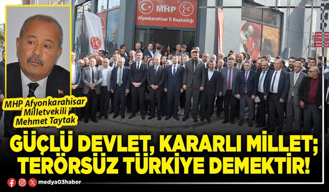 Güçlü devlet, kararlı millet; terörsüz Türkiye demektir!