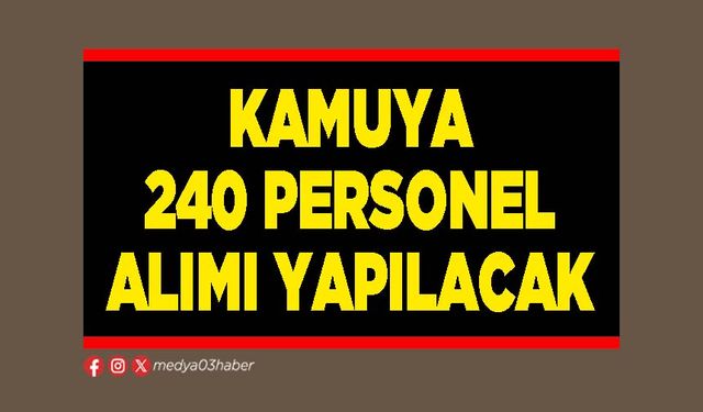 Kamuya 240 Personel Alımı Yapılacak