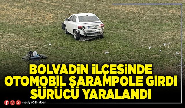 Bolvadin İlçesinde otomobil şarampole girdi sürücü yaralandı