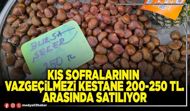 Kış sofralarının vazgeçilmezi kestane 200-250 TL. arasında satılıyor