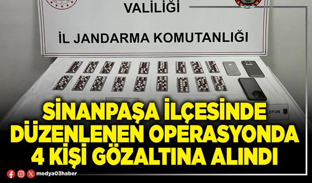 Sinanpaşa İlçesinde düzenlenen operasyonda 4 kişi gözaltına alındı
