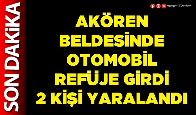 Akören Beldesinde otomobil refüje girdi 2 kişi yaralandı