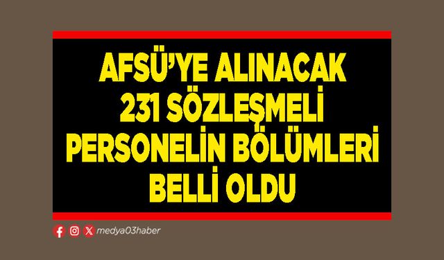 AFSÜ’ye alınacak 231 sözleşmeli personelin bölümleri belli oldu