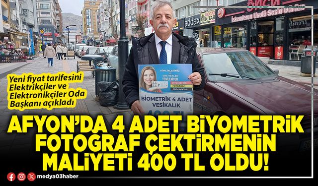 Afyon’da 4 adet biyometrik fotoğraf çektirmenin maliyeti 400 TL oldu!
