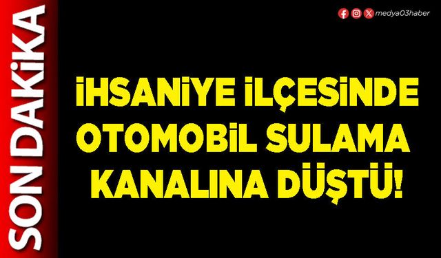 İhsaniye ilçesinde otomobil sulama kanalına düştü!