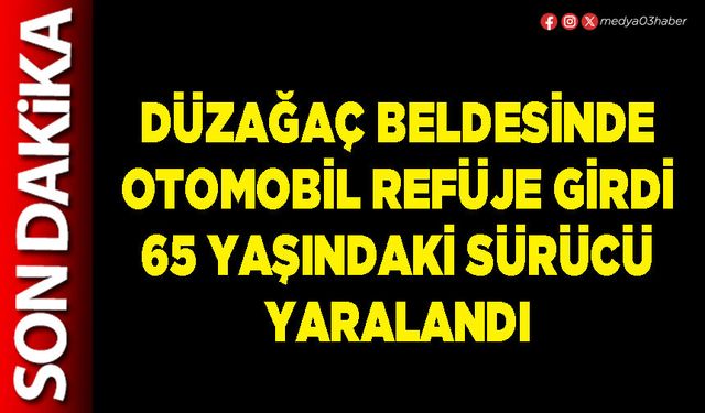 Düzağaç Beldesinde otomobil refüje girdi 65 yaşındaki sürücü yaralandı