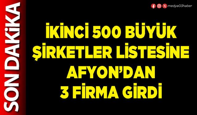 İkinci 500 büyük şirketler listesine Afyon’dan 3 firma girdi