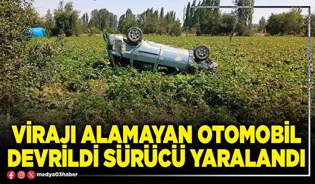 Virajı alamayan otomobil devrildi sürücü yaralandı