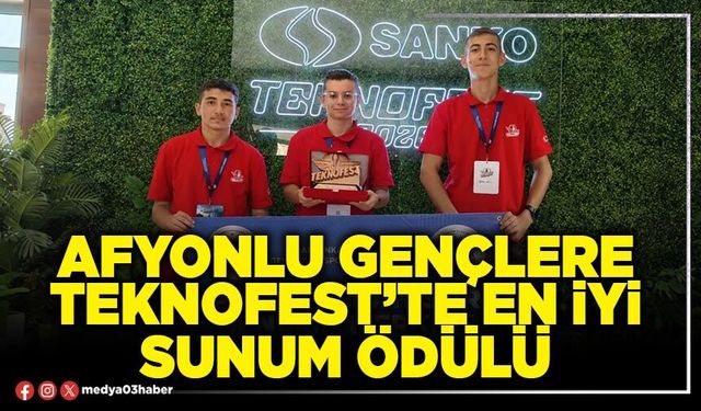 Afyonlu gençlere TEKNOFEST’te en iyi sunum ödülü