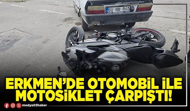 Erkmen’de otomobil ile motosiklet çarpıştı!