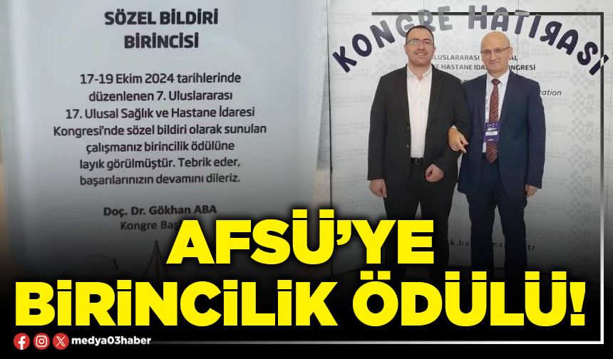 AFSÜ’ye birincilik ödülü!