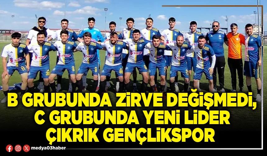 B grubunda zirve değişmedi, C grubunda yeni lider Çıkrık Gençlikspor