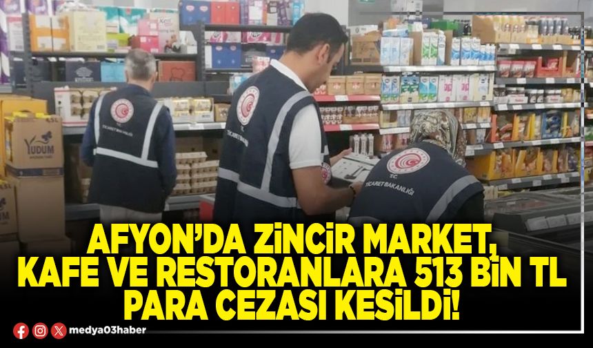 Afyon’da zincir market, kafe ve restoranlara 513 Bin TL para cezası kesildi!
