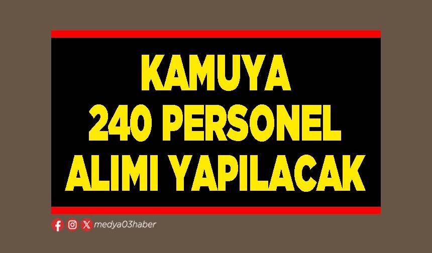 Kamuya 240 Personel Alımı Yapılacak