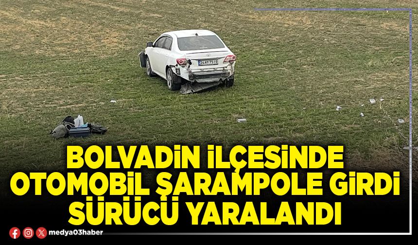 Bolvadin İlçesinde otomobil şarampole girdi sürücü yaralandı