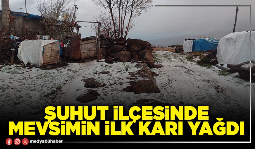 Şuhut İlçesinde mevsimin ilk karı yağdı