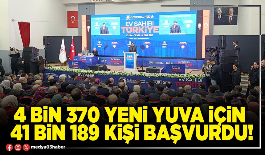 4 Bin 370 yeni yuva için 41 Bin 189 kişi başvurdu!