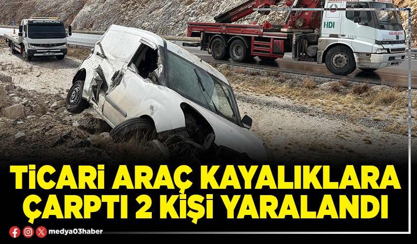 Ticari araç kayalıklara çarptı 2 kişi yaralandı