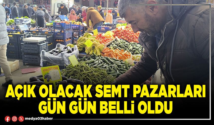 Açık olacak semt pazarları gün gün belli oldu