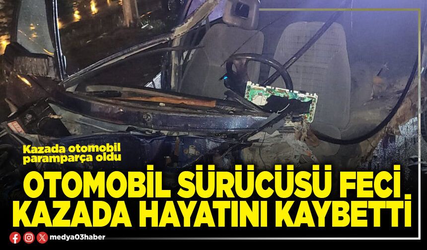 Otomobil sürücüsü feci kazada hayatını kaybetti