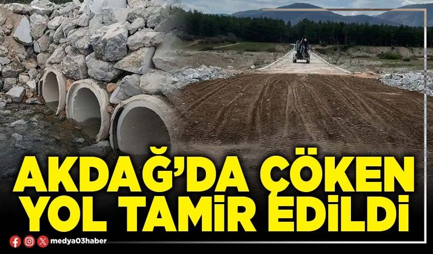 Akdağ’da çöken yol tamir edildi
