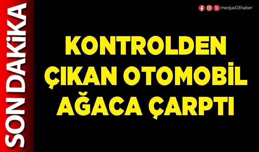 Kontrolden çıkan otomobil ağaca çarptı