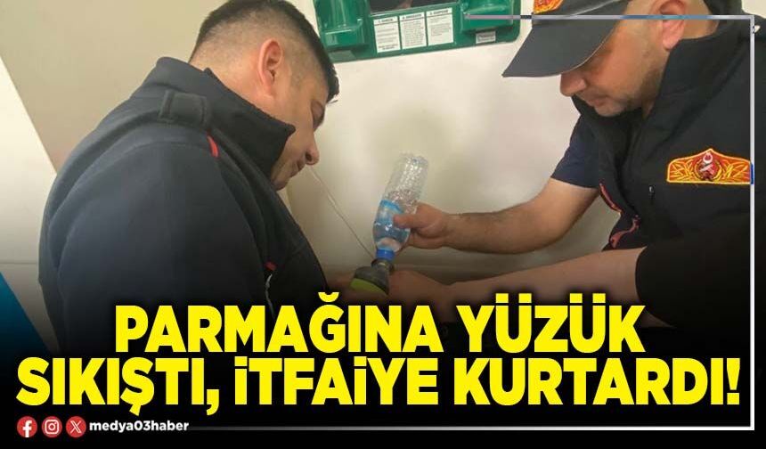 Parmağına yüzük sıkıştı, itfaiye kurtardı!