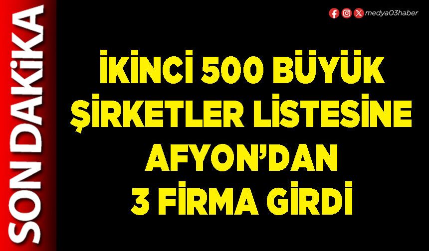 İkinci 500 büyük şirketler listesine Afyon’dan 3 firma girdi