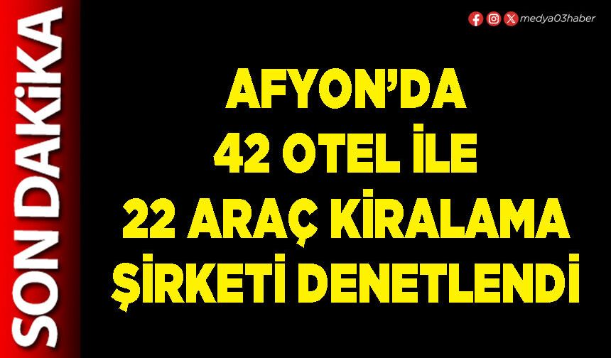 Afyon’da 42 otel ile 22 araç kiralama şirketi denetlendi