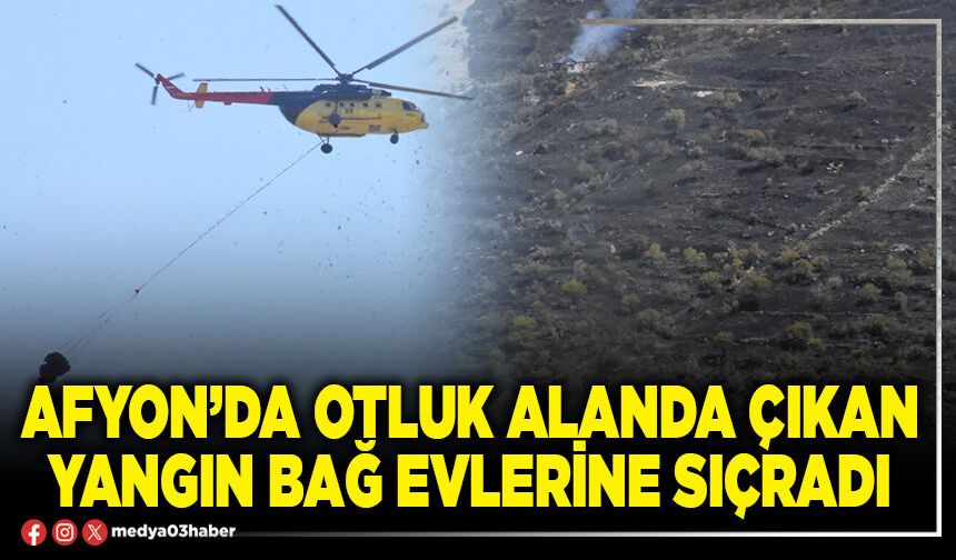 Afyon’da otluk alanda çıkan yangın bağ evlerine sıçradı