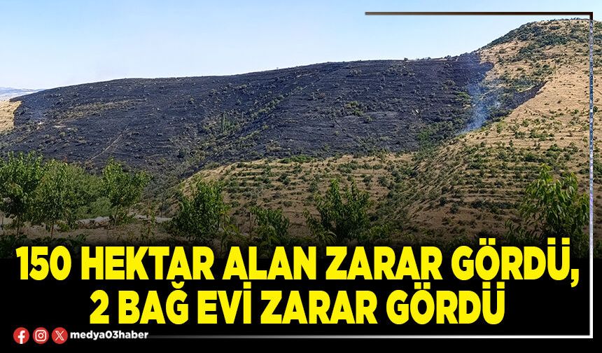 150 hektar alan zarar gördü, 2 bağ evi zarar gördü