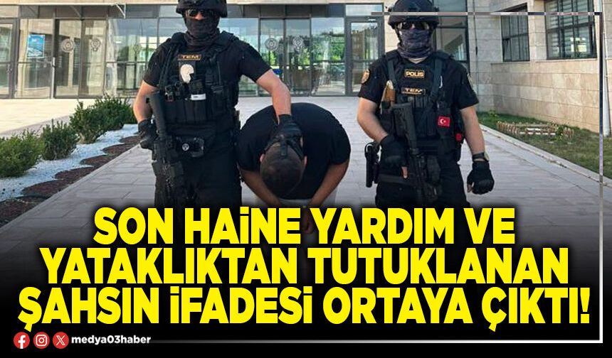Son haine yardım ve yataklıktan tutuklanan şahsın ifadesi ortaya çıktı!
