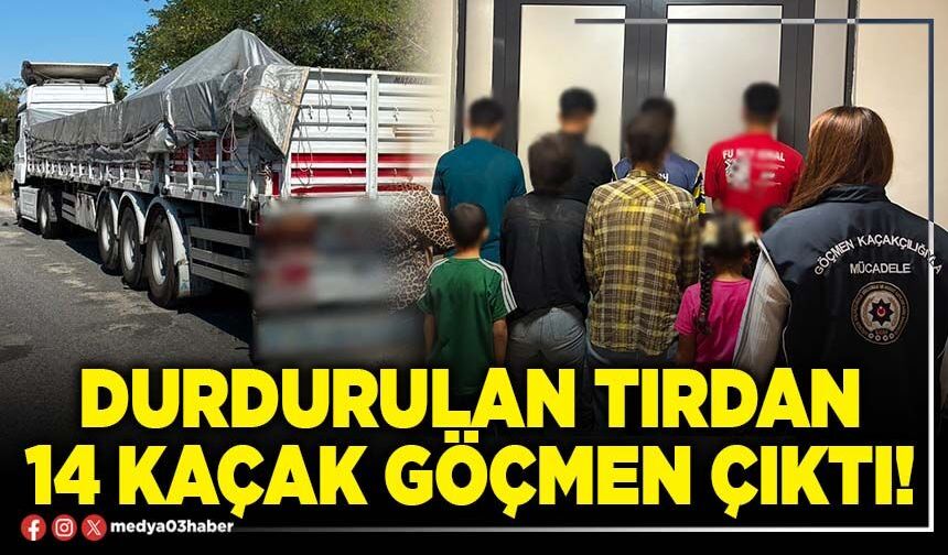 Durdurulan tırdan 14 kaçak göçmen çıktı!