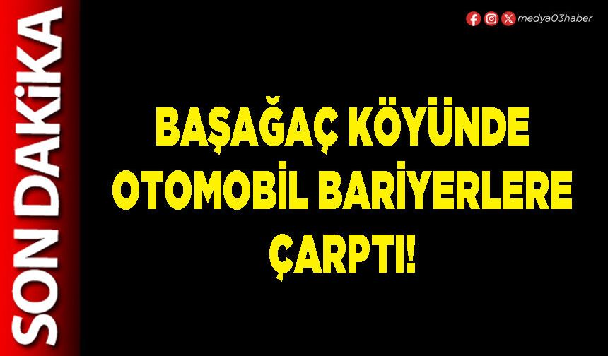 Başağaç köyünde otomobil bariyerlere çarptı!