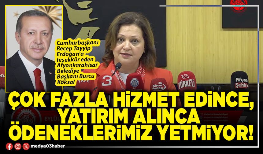 Çok fazla hizmet edince, yatırım alınca ödeneklerimiz yetmiyor!