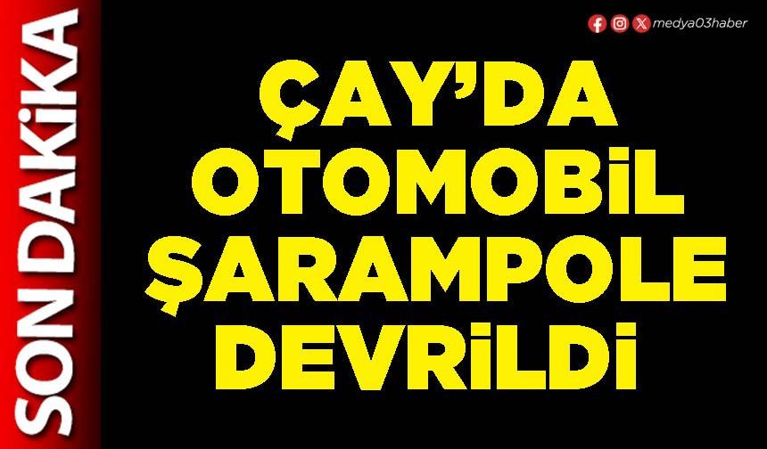 Çay’da otomobil şarampole devrildi
