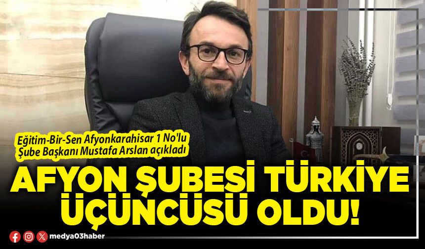 Afyon Şubesi Türkiye üçüncüsü oldu!